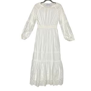 Veiled Collection White Eyelet Long Sleeve Maxi Dress Size XS